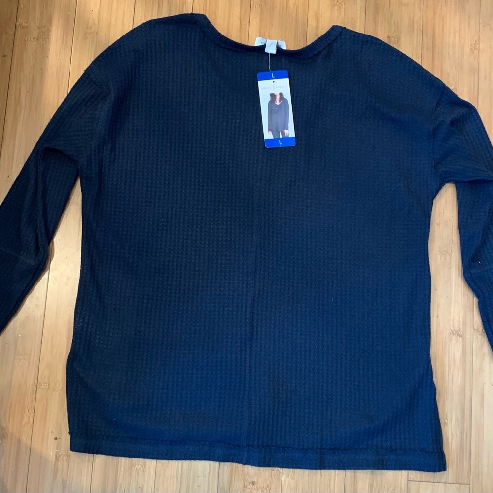 Vintage America Deep Blue Textured Knit Top - Picture 2 of 3